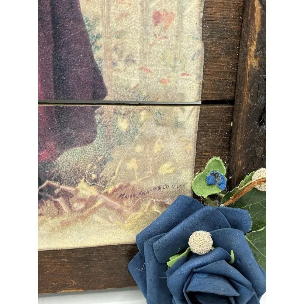 Farmhouse Wall Decor Vintage Style Willimantic Thread Image Barnwood Floral